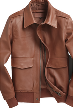 Cargar imagen en el visor de la galería, Men's Brown Genuine Leather Slim Fit Jacket