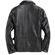 Laden Sie das Bild in den Galerie-Viewer, Schwarze Premium-Leder-Brando-Bikerjacke für Herren