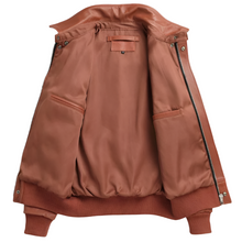 Cargar imagen en el visor de la galería, Men's Brown Genuine Leather Slim Fit Jacket