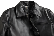 Laden Sie das Bild in den Galerie-Viewer, Schwarze Premium-Leder-Brando-Bikerjacke für Herren