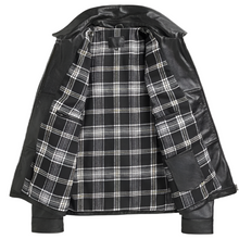 Laden Sie das Bild in den Galerie-Viewer, Schwarze Premium-Leder-Brando-Bikerjacke für Herren