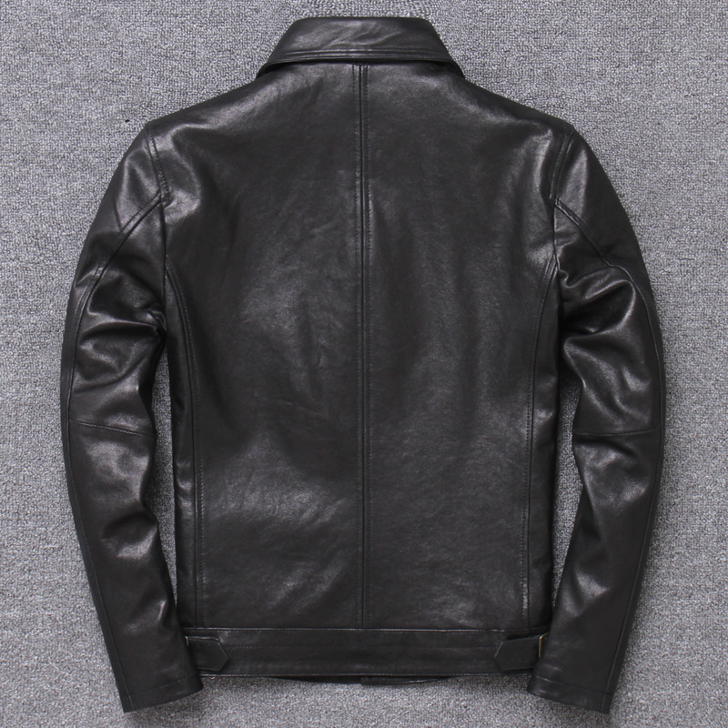 Schwarze Premium-Leder-Brando-Bikerjacke für Herren