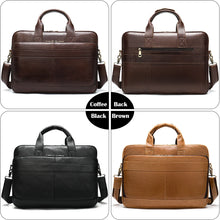 Last inn bildet i Galleri-visningsprogrammet, Men's Leather Bag Office Messenger Briefcase Fits For 15.6"Laptops