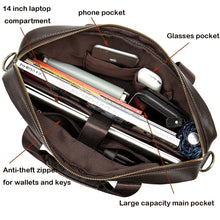 Cargar imagen en el visor de la galería, Men's Briefcases Messenger Bag Genuine Leather Laptop Bag