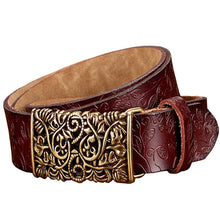 Load image into Gallery viewer, Fashion Genuine Leather Belts For Women Vintage Floral Pin Buckle belt