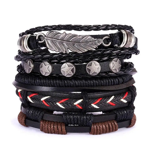 Mens Leather Vintage Braid Bracelets