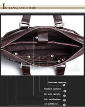 Cargar imagen en el visor de la galería, Men Genuine leather briefcase, laptop leather bag, for 15.6 inch notebook