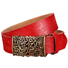 Load image into Gallery viewer, Fashion Genuine Leather Belts For Women Vintage Floral Pin Buckle belt