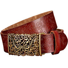 Load image into Gallery viewer, Fashion Genuine Leather Belts For Women Vintage Floral Pin Buckle belt