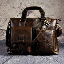 Cargar imagen en el visor de la galería, Men Genuine Leather Office Business Briefcase Laptop Bag
