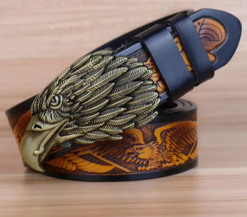 Boucle De Ceinture Aigle En Cuir Vintage - Style Rétro Pour Homme