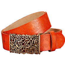 Load image into Gallery viewer, Fashion Genuine Leather Belts For Women Vintage Floral Pin Buckle belt