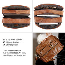 Last inn bildet i Galleri-visningsprogrammet, Men‘s Genuine Leather Briefcase 15.6 inch Laptop Casual Business Tote Bags