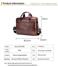 Cargar imagen en el visor de la galería, Men's Genuine Cowhide Business Laptop Messenger Bag