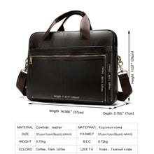 Cargar imagen en el visor de la galería, Men's Briefcases Messenger Bag Genuine Leather Laptop Bag