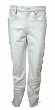Indlæs billede til gallerivisning Men's White Genuine Leather Laced up trouser pants