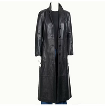 Load image into Gallery viewer, Men's Black Genuine Leather Full Length Coat