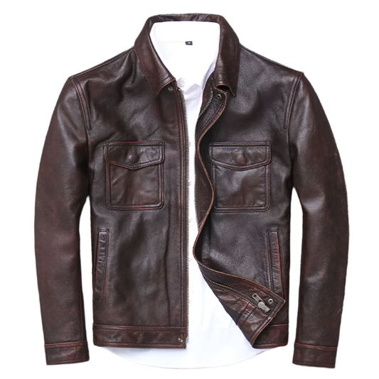 Men's Brown Genuine Leather Jacket