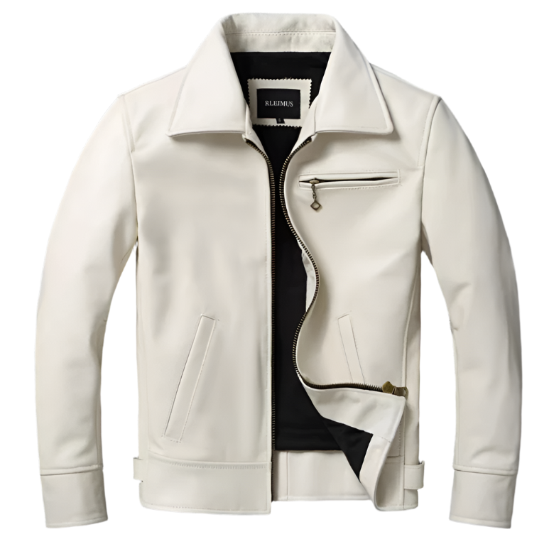 Men's White Real Leather Jacket