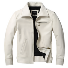 Load image into Gallery viewer, Men's White Real Leather Jacket