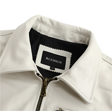 Load image into Gallery viewer, Men's White Real Leather Jacket