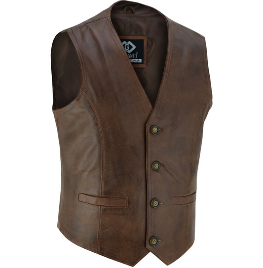Gilet de motard en cuir véritable pour homme