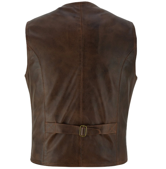 Gilet de motard en cuir véritable pour homme