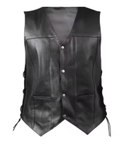 Last inn bildet i Galleri-visningsprogrammet, Men's Black Genuine Sheep Leather Laced Vest