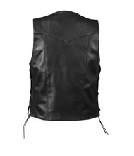 Last inn bildet i Galleri-visningsprogrammet, Men's Black Genuine Sheep Leather Laced Vest