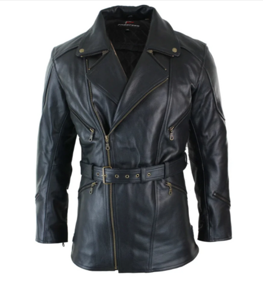 Blouson Biker Homme Noir Brando En Cuir Premium
