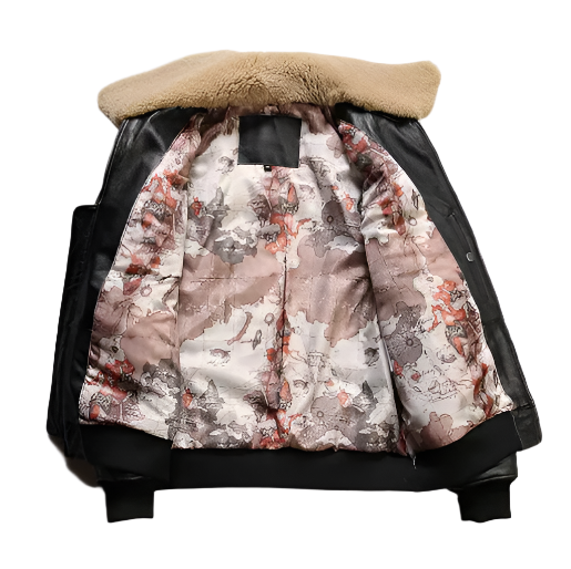 Schwarze Premium-Leder-Brando-Bikerjacke für Herren