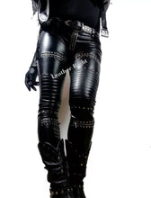 Load image into Gallery viewer, Women's Skinny Real Leather studded biker Jeans