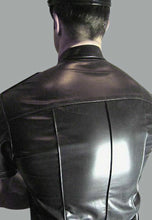 Load image into Gallery viewer, Men's Leather Slim Fit Short Sleeve Shirt