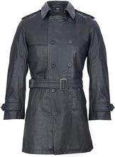 Load image into Gallery viewer, Men's Black Genuine Leather Coat Jacket