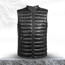 Charger l'image dans la galerie, Gilet en cuir véritable marron pour homme