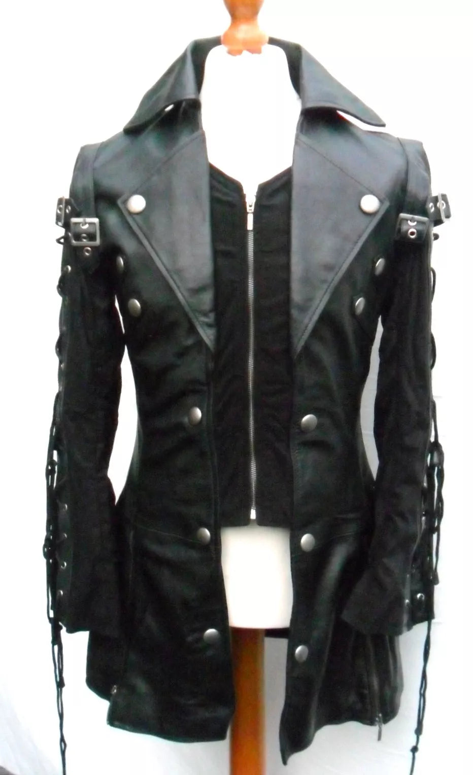 Men's Black Genuine Leather Coat Punk Rock