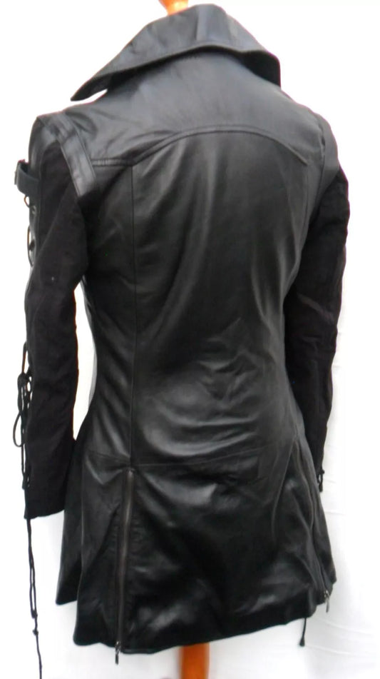 Men's Black Genuine Leather Coat Punk Rock