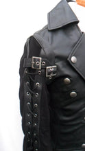 Cargar imagen en el visor de la galería, Men's Black Genuine Leather Coat Punk Rock