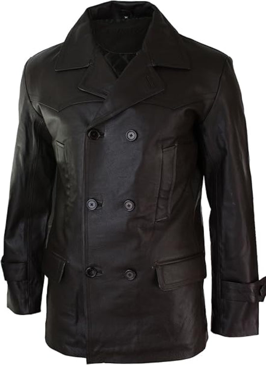 Schwarze Premium-Leder-Brando-Bikerjacke für Herren