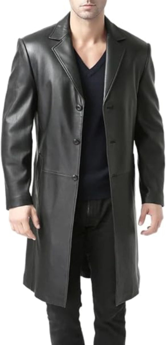 Men's Black Genuine Leather Coat/Jacket