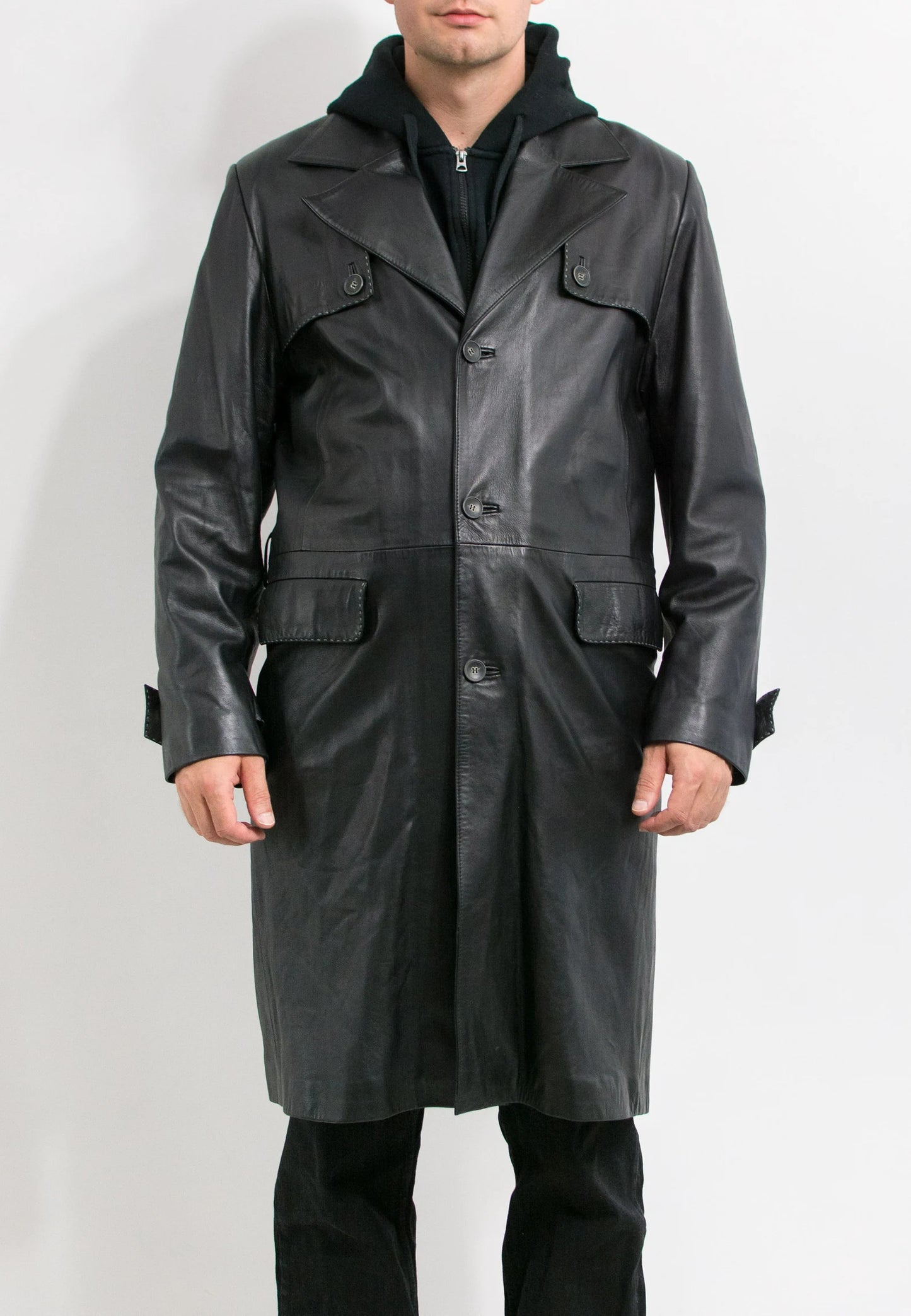 Leather Trench Coat For Men's