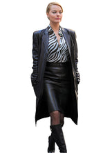 Last inn bildet i Galleri-visningsprogrammet, Women's Black Leather 3/4 Length Coat