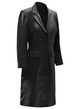 Last inn bildet i Galleri-visningsprogrammet, Women's Black Leather 3/4 Length Coat