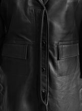 Last inn bildet i Galleri-visningsprogrammet, Women's Black Leather 3/4 Length Coat