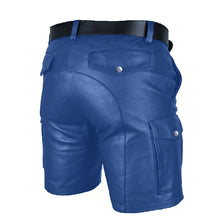 Last inn bildet i Galleri-visningsprogrammet, Men's Genuine Leather Casual Cargo Shorts with Belt
