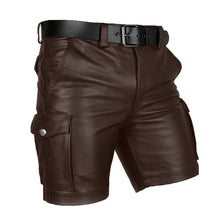 Last inn bildet i Galleri-visningsprogrammet, Men's Genuine Leather Casual Cargo Shorts with Belt