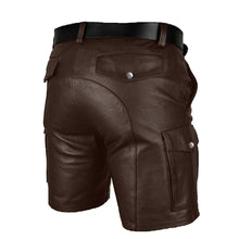 Last inn bildet i Galleri-visningsprogrammet, Men's Genuine Leather Casual Cargo Shorts with Belt