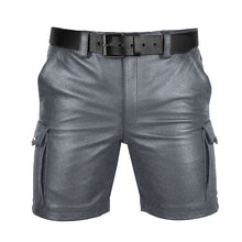 Last inn bildet i Galleri-visningsprogrammet, Men's Genuine Leather Casual Cargo Shorts with Belt