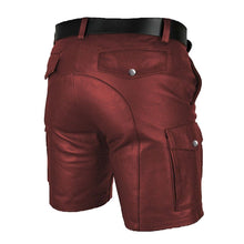Last inn bildet i Galleri-visningsprogrammet, Men's Genuine Leather Casual Cargo Shorts with Belt