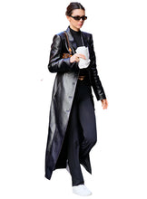 Last inn bildet i Galleri-visningsprogrammet, KENDALL JENNER Black Leather Long Coat Trench